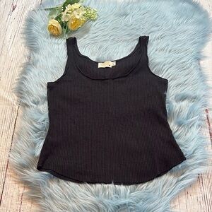 Nation LTD Black Ribbed Crewneck Tank sz S